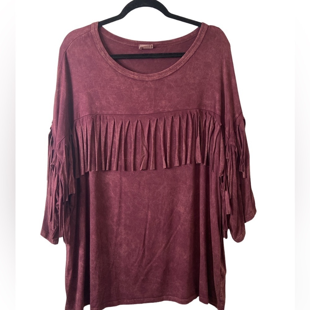 Blue ButterCup Plum Purple Fringed Top